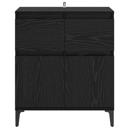 Dressoir Zwart Eiken 60 x 35 x 70 cm Gemonteerd hout en ijzer
