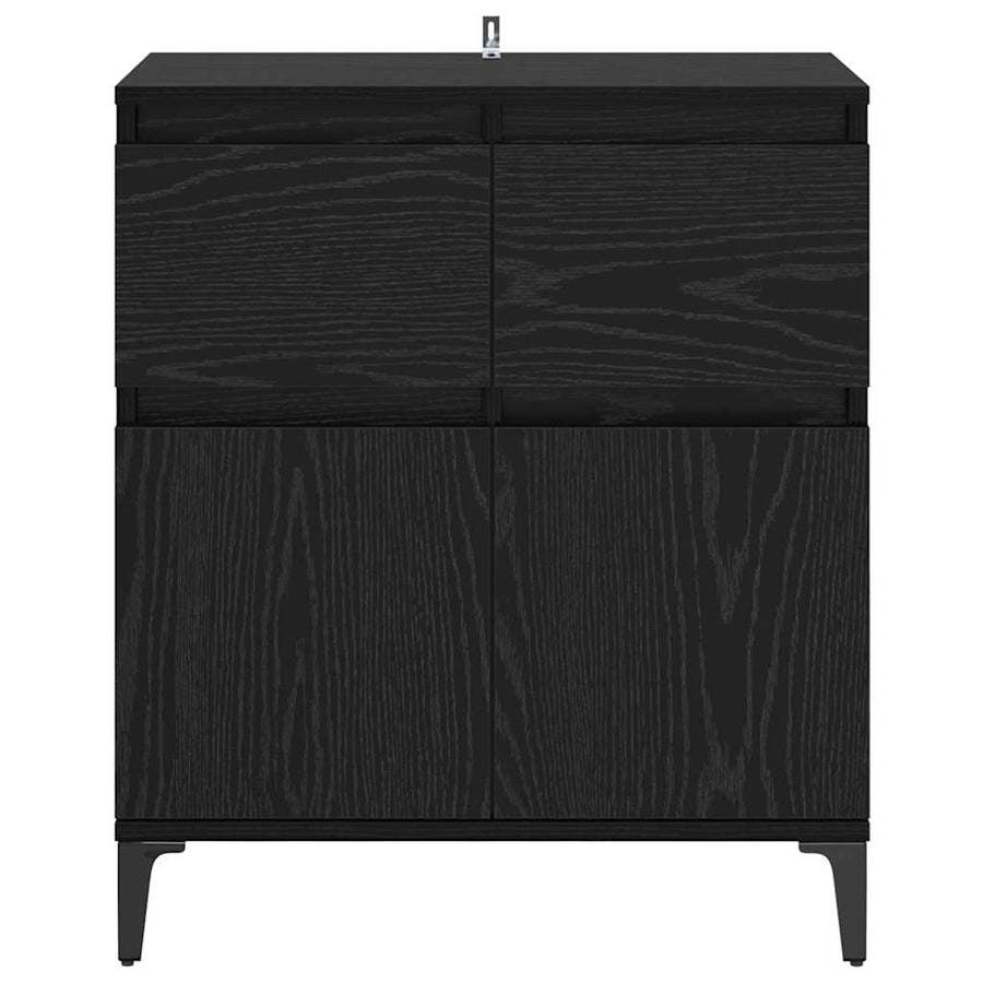 Dressoir Zwart Eiken 60 x 35 x 70 cm Gemonteerd hout en ijzer