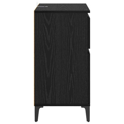 Dressoir Zwart Eiken 60 x 35 x 70 cm Gemonteerd hout en ijzer