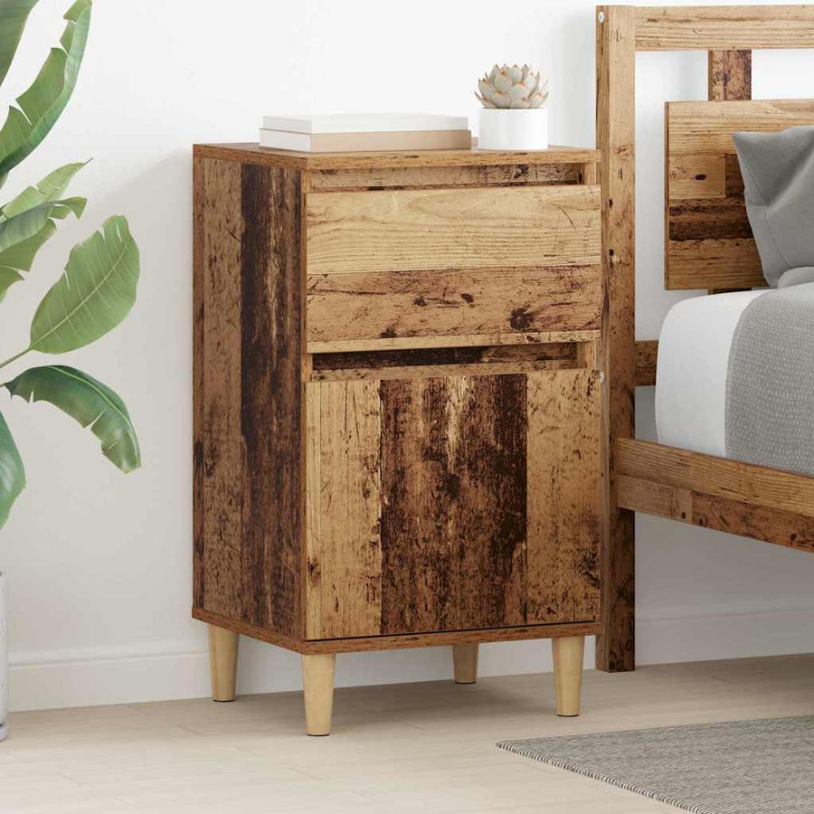 Nachtkastje met lade Oudhout 40 x 35 x 70 cm Bewerkt hout