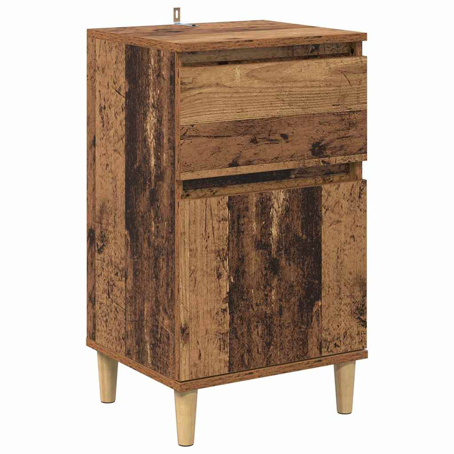 Nachtkastje met lade Oudhout 40 x 35 x 70 cm Bewerkt hout