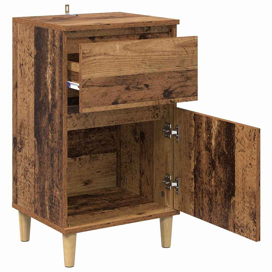 Nachtkastje met lade Oudhout 40 x 35 x 70 cm Bewerkt hout