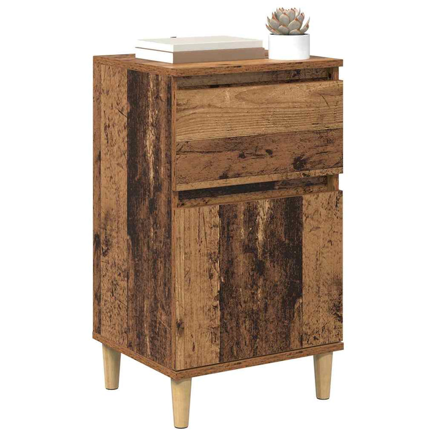 Nachtkastje met lade Oudhout 40 x 35 x 70 cm Bewerkt hout