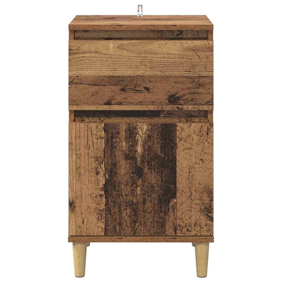 Nachtkastje met lade 2 pcs Oudhout 40 x 35 x 70 cm Bewerkt hout