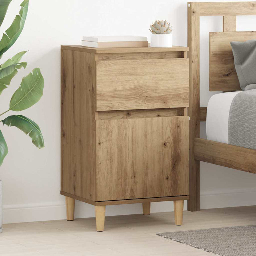Nachtkastje met lade Artisan Eiken 40 x 35 x 70 cm Bewerkt hout