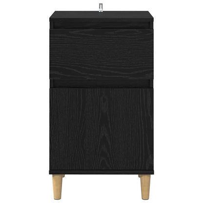 Nachtkastje met lade Zwart Eiken 40 x 35 x 70 cm Bewerkt hout