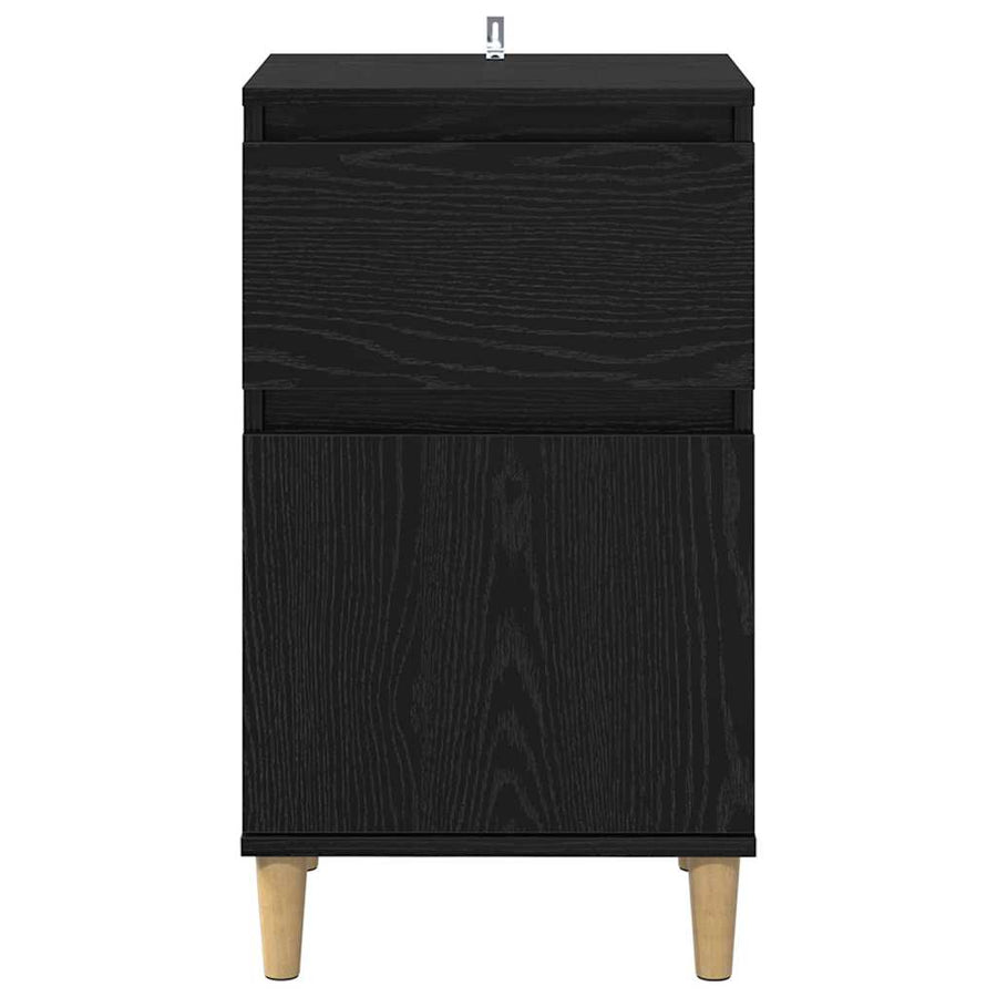 Nachtkastje met lade Zwart Eiken 40 x 35 x 70 cm Bewerkt hout