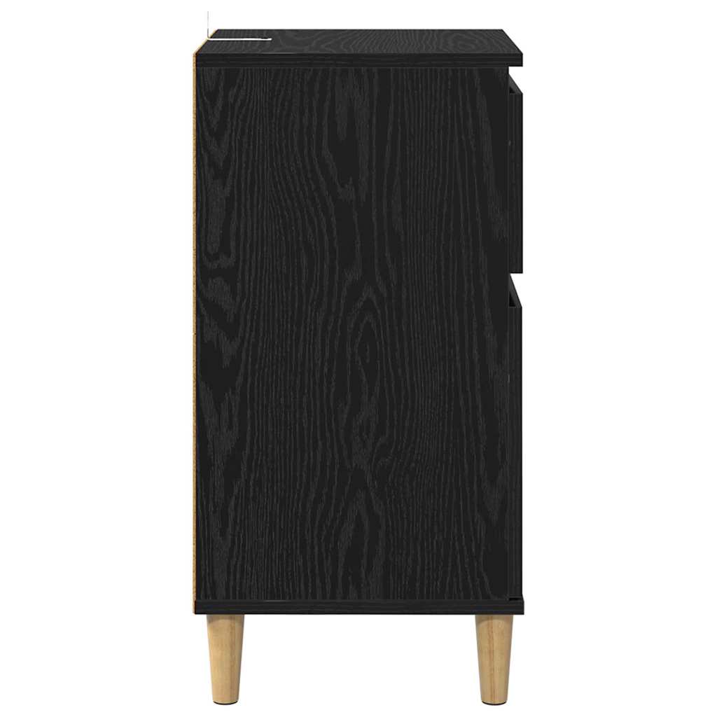 Nachtkastje met lade Zwart Eiken 40 x 35 x 70 cm Bewerkt hout