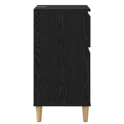Nachtkastje met lade Zwart Eiken 40 x 35 x 70 cm Bewerkt hout