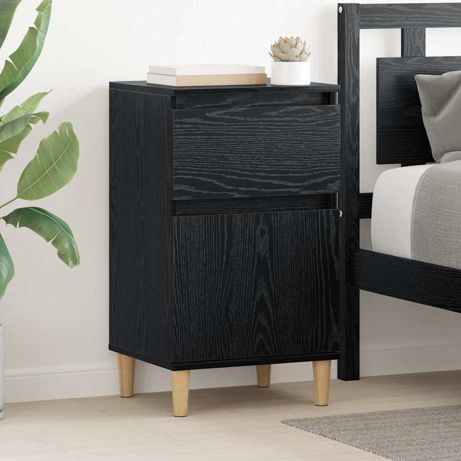 Nachtkastje 2 pcs Zwart Eiken 40 x 35 x 70 cm Bewerkt hout