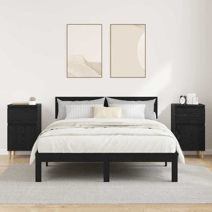 Nachtkastje 2 pcs Zwart Eiken 40 x 35 x 70 cm Bewerkt hout
