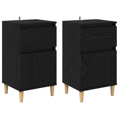 Nachtkastje 2 pcs Zwart Eiken 40 x 35 x 70 cm Bewerkt hout