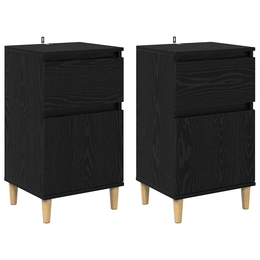 Nachtkastje 2 pcs Zwart Eiken 40 x 35 x 70 cm Bewerkt hout