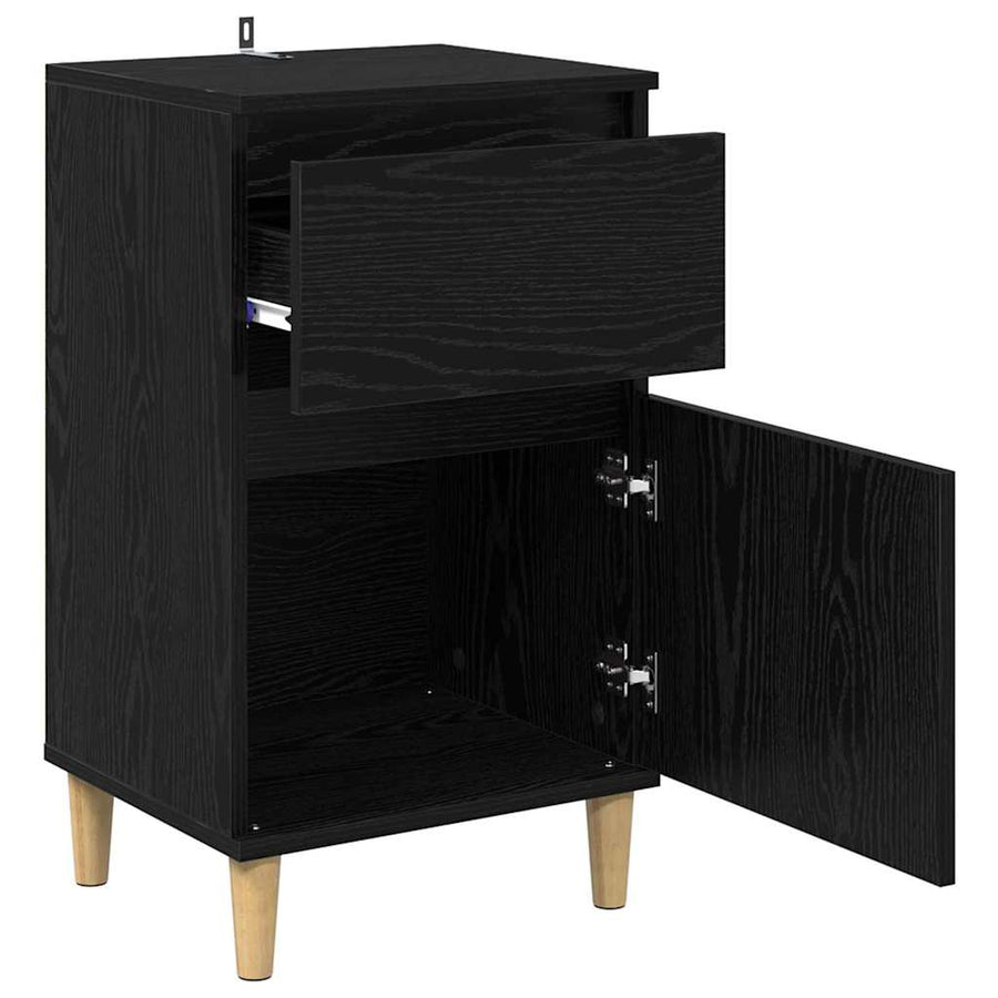 Nachtkastje 2 pcs Zwart Eiken 40 x 35 x 70 cm Bewerkt hout