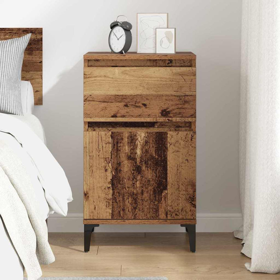 Nachtkastje met lade Oud hout 40 x 35 x 70 cm Bewerkt hout