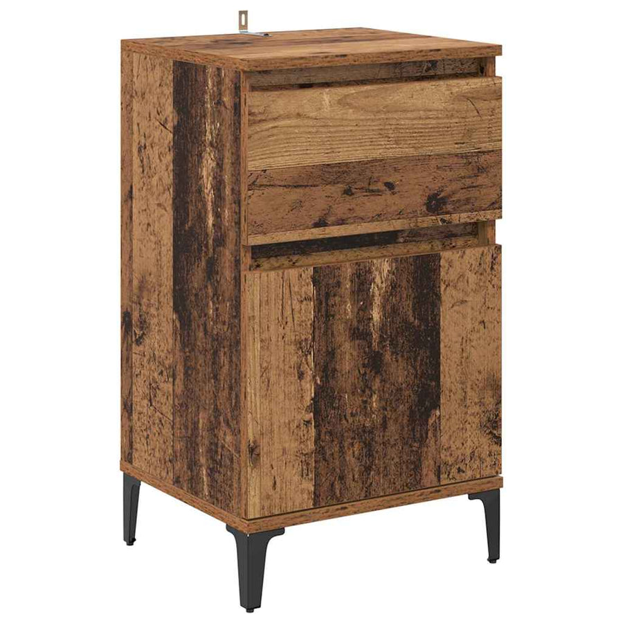 Nachtkastje met lade Oud hout 40 x 35 x 70 cm Bewerkt hout