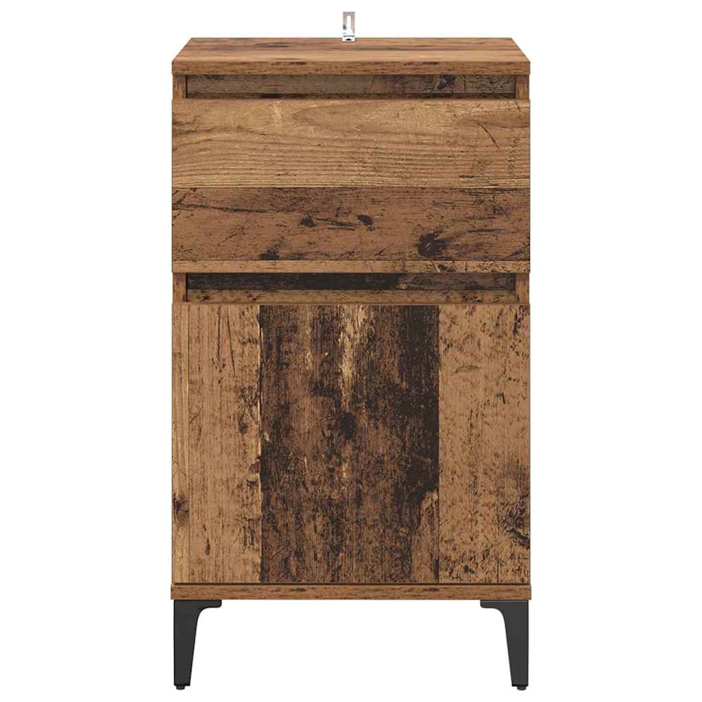 Nachtkastje met lade Oud hout 40 x 35 x 70 cm Bewerkt hout