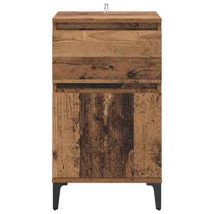 Nachtkastje met lade Oud hout 40 x 35 x 70 cm Bewerkt hout