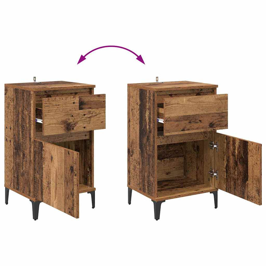 Nachtkastje met lade Oud hout 40 x 35 x 70 cm Bewerkt hout