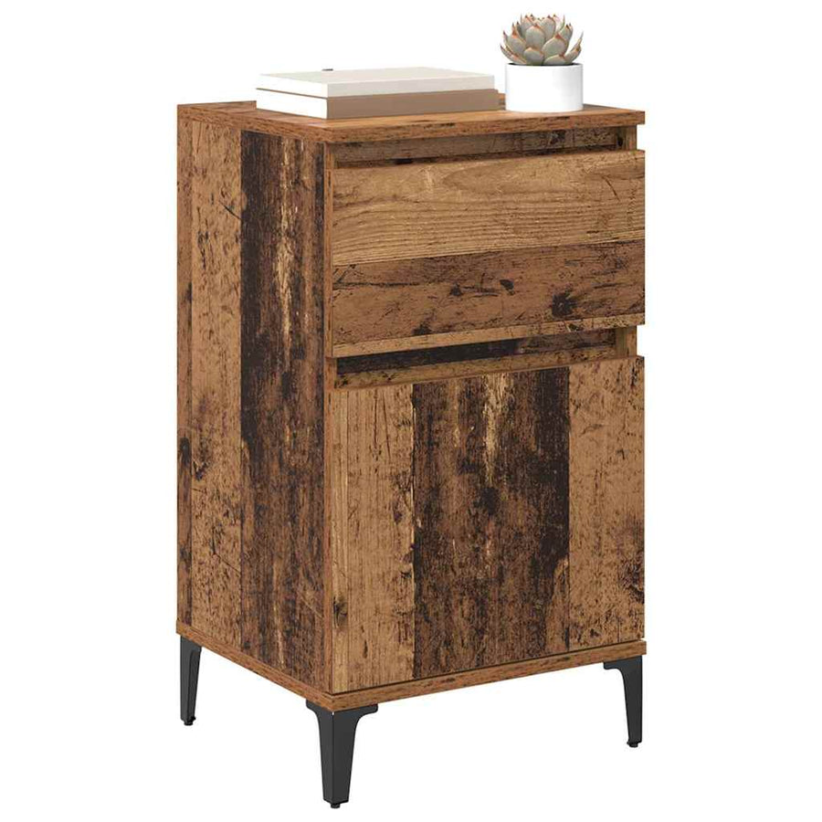 Nachtkastje met lade Oud hout 40 x 35 x 70 cm Bewerkt hout