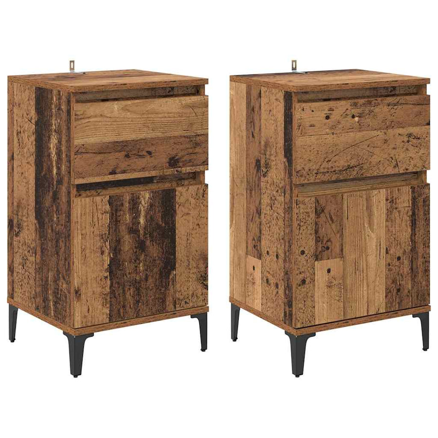 Nachtkastje 2 pcs Oud hout 40 x 35 x 70 cm Bewerkt hout