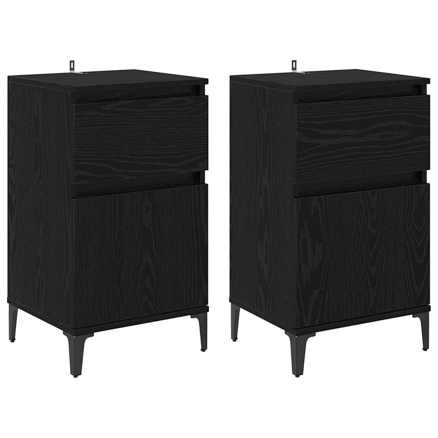 Nachtkastje 2 pcs Zwart eiken 40 x 35 x 70 cm Bewerkt hout