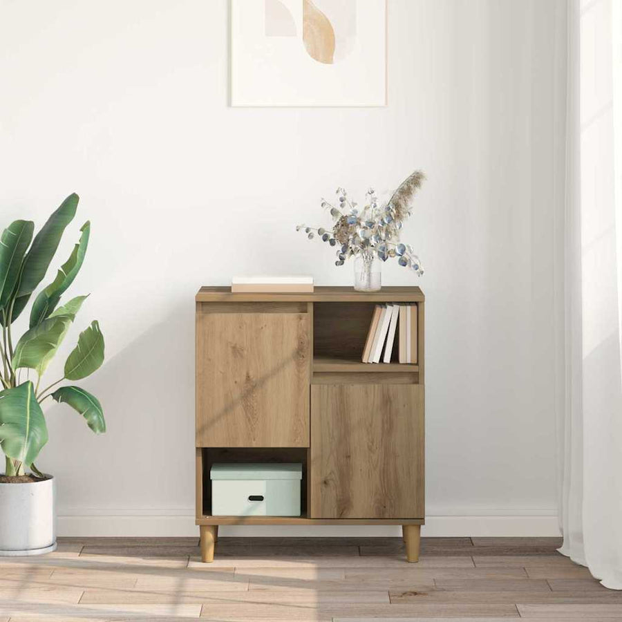 Dressoir artisanaal eikenkleurig 35 x 60 x 70 cm Bewerkt hout