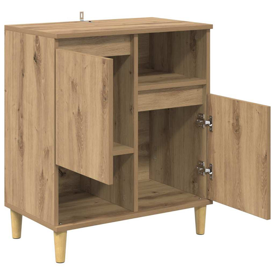 Dressoir artisanaal eikenkleurig 35 x 60 x 70 cm Bewerkt hout