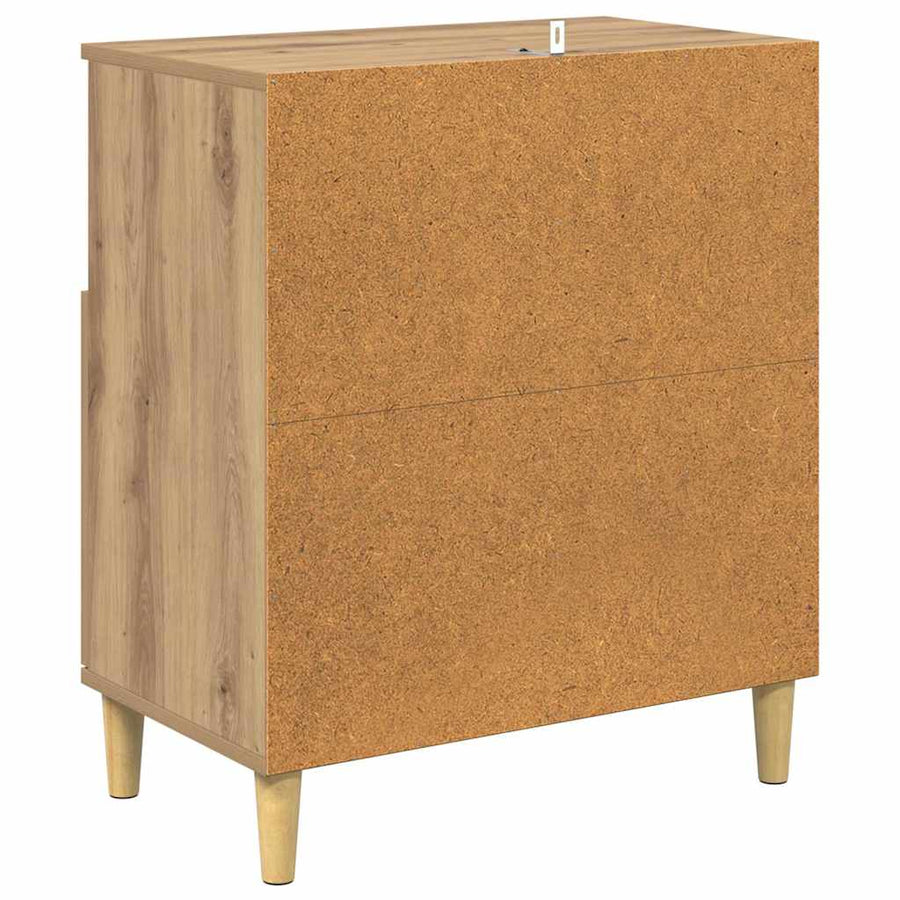 Dressoir artisanaal eikenkleurig 35 x 60 x 70 cm Bewerkt hout