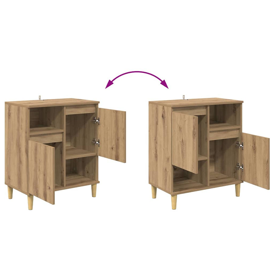 Dressoir artisanaal eikenkleurig 35 x 60 x 70 cm Bewerkt hout