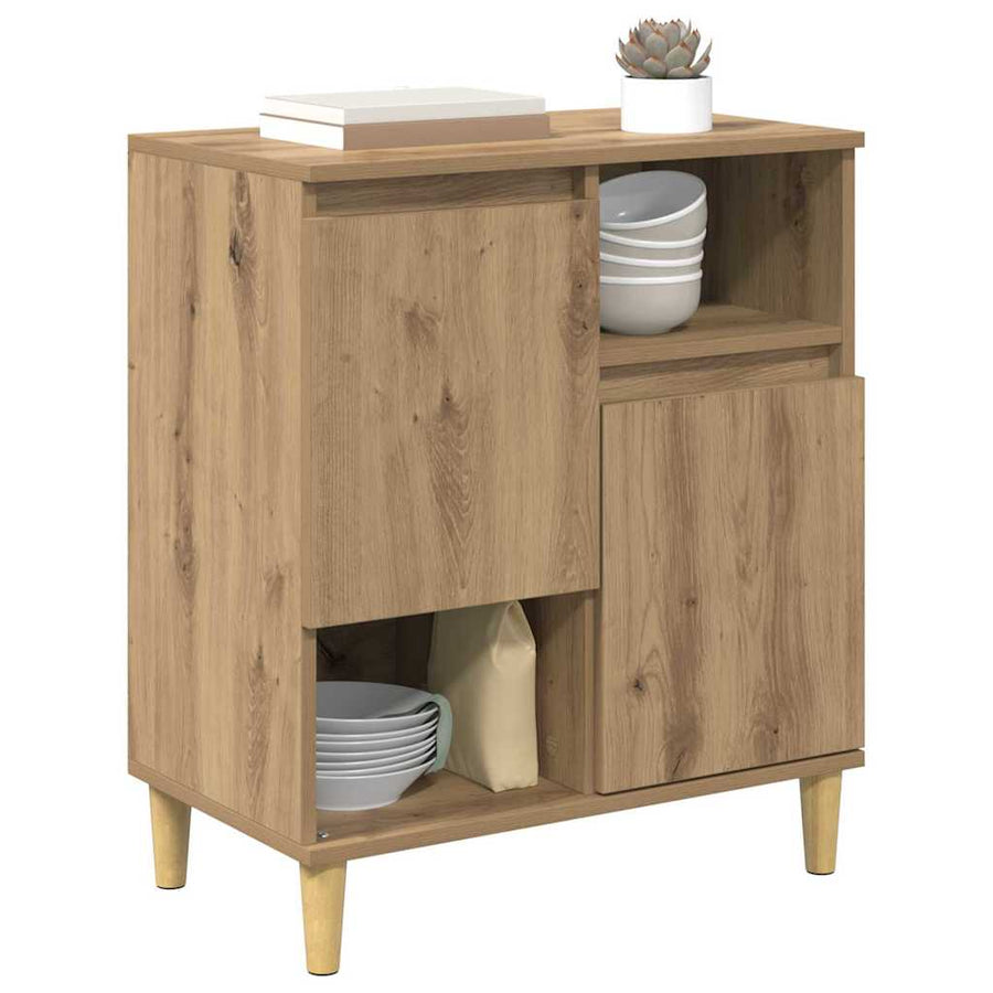Dressoir artisanaal eikenkleurig 35 x 60 x 70 cm Bewerkt hout
