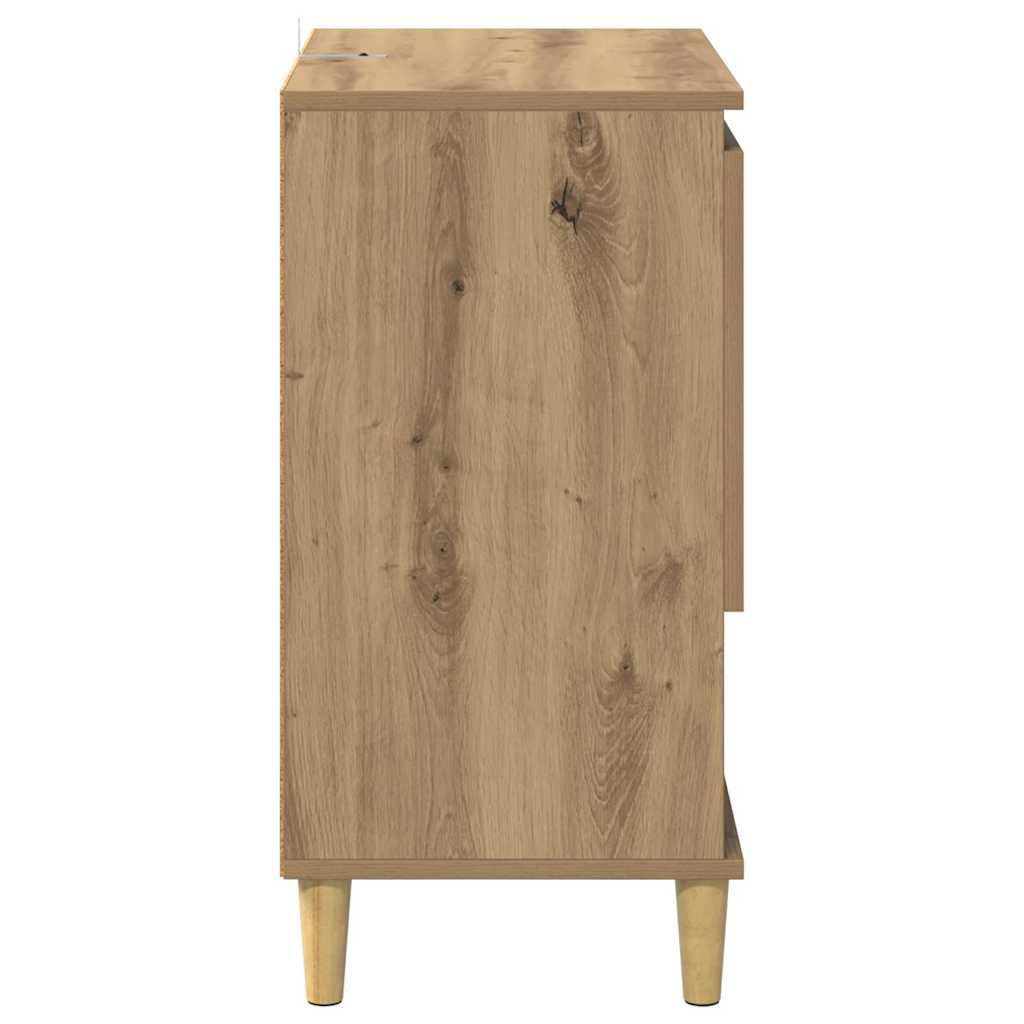 Dressoir artisanaal eikenkleurig 35 x 60 x 70 cm Bewerkt hout