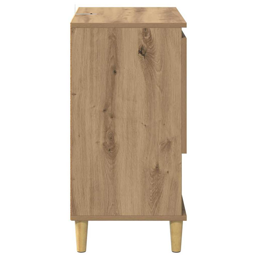 Dressoir artisanaal eikenkleurig 35 x 60 x 70 cm Bewerkt hout