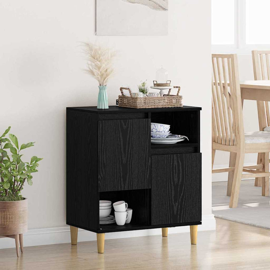 Dressoir Zwart eiken 35 x 60 x 70 cm Bewerkt hout
