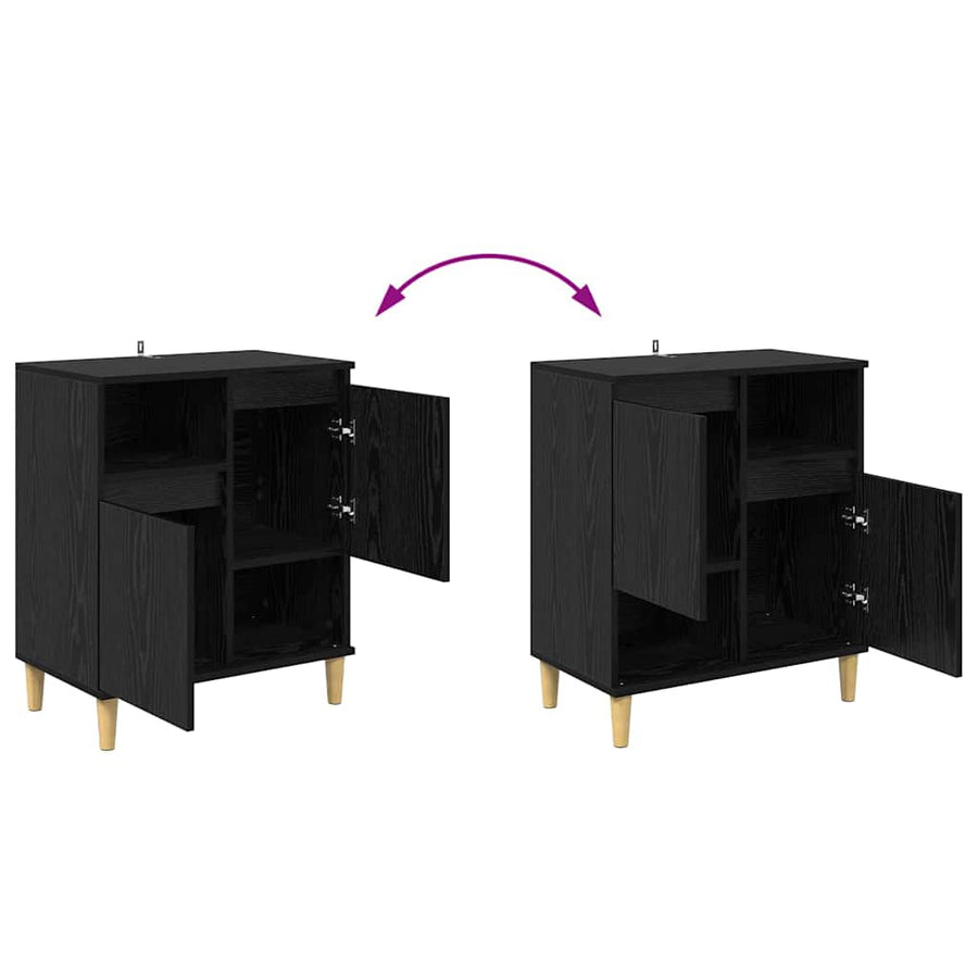 Dressoir Zwart eiken 35 x 60 x 70 cm Bewerkt hout