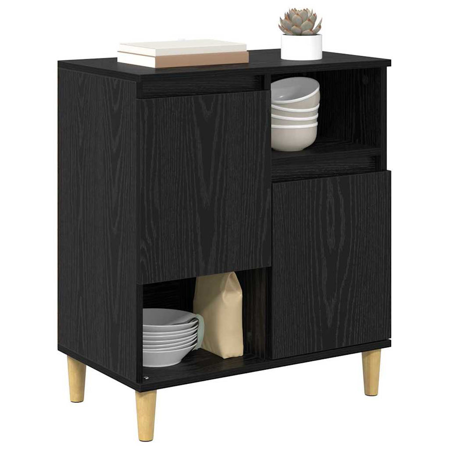 Dressoir Zwart eiken 35 x 60 x 70 cm Bewerkt hout