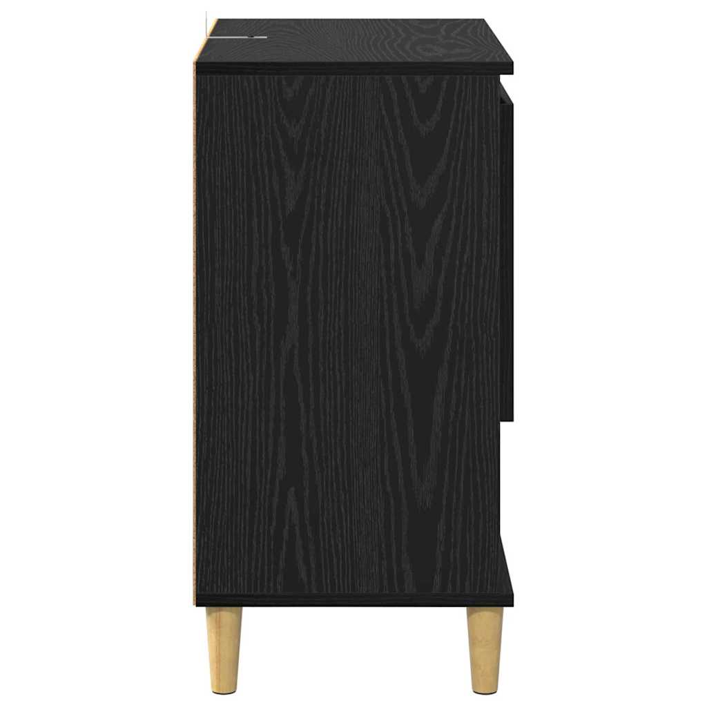 Dressoir Zwart eiken 35 x 60 x 70 cm Bewerkt hout