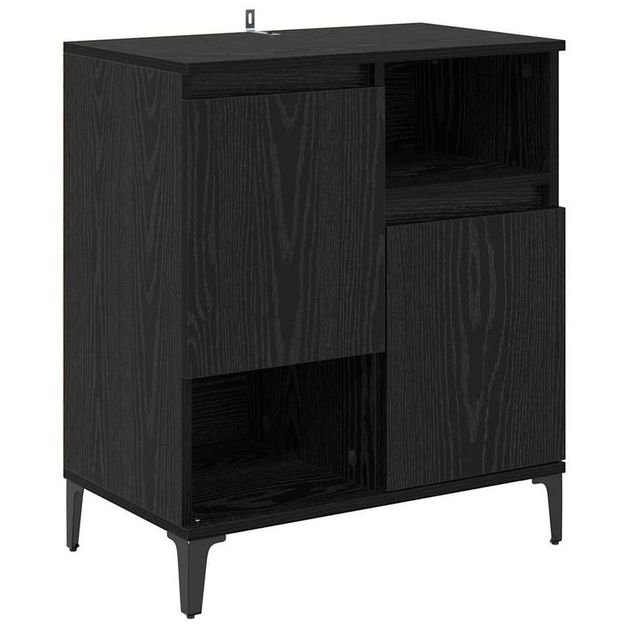 Dressoir Zwart Eiken 60 x 35 x 70 cm Bewerkt hout
