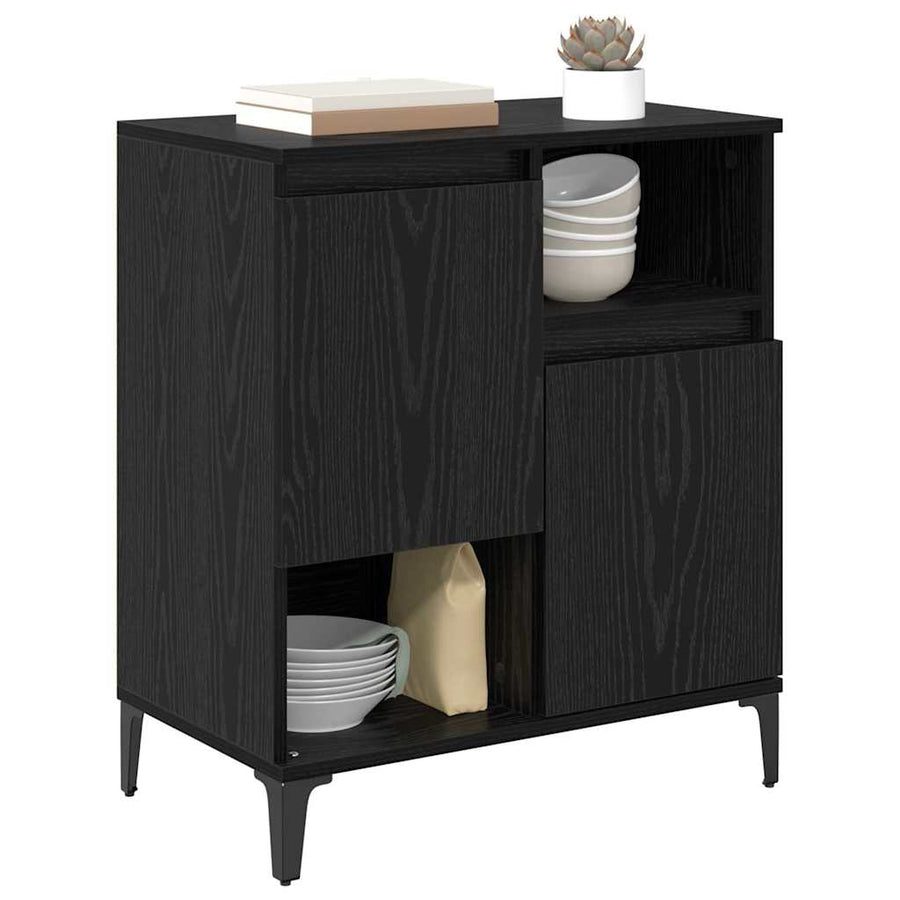 Dressoir Zwart Eiken 60 x 35 x 70 cm Bewerkt hout