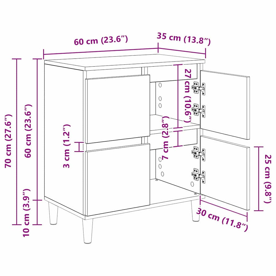 Dressoir Artisan Eiken 60 x 35 x 70 cm Bewerkt hout