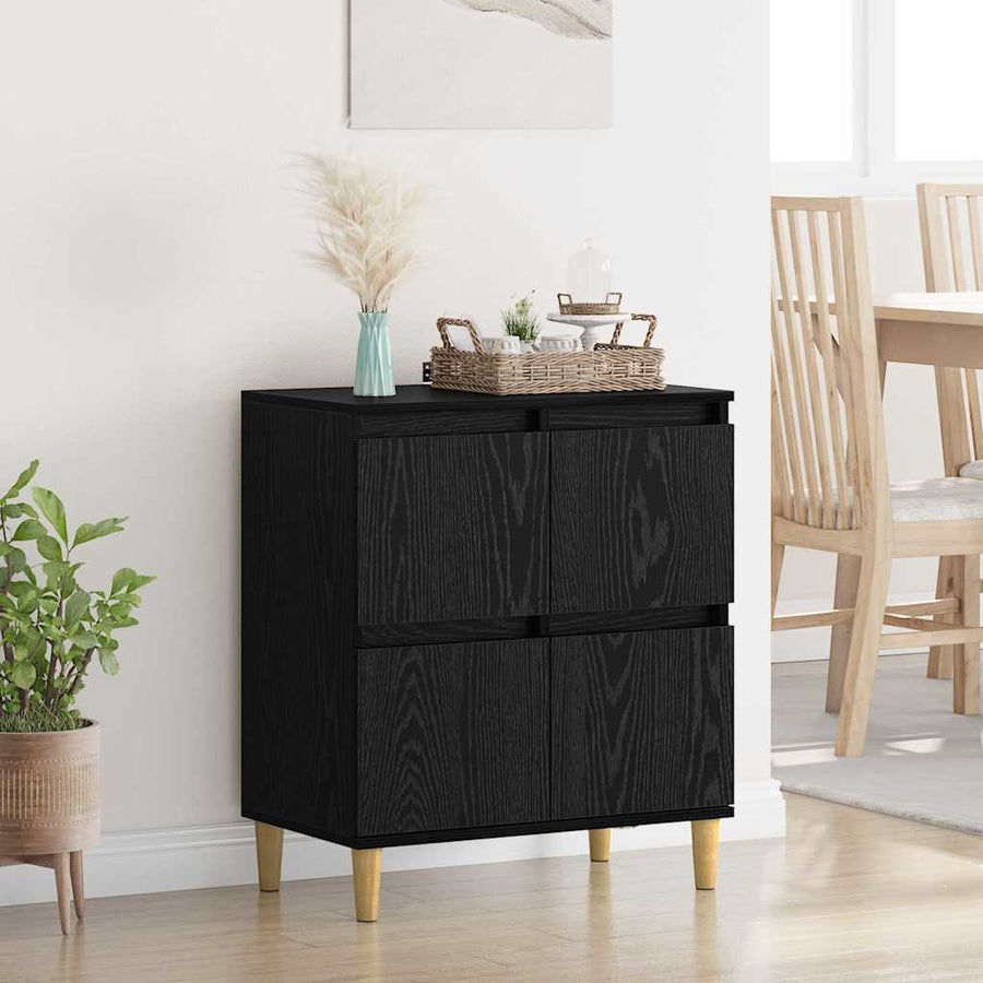 Dressoir Zwart Eiken 60 x 35 x 70 cm Bewerkt hout