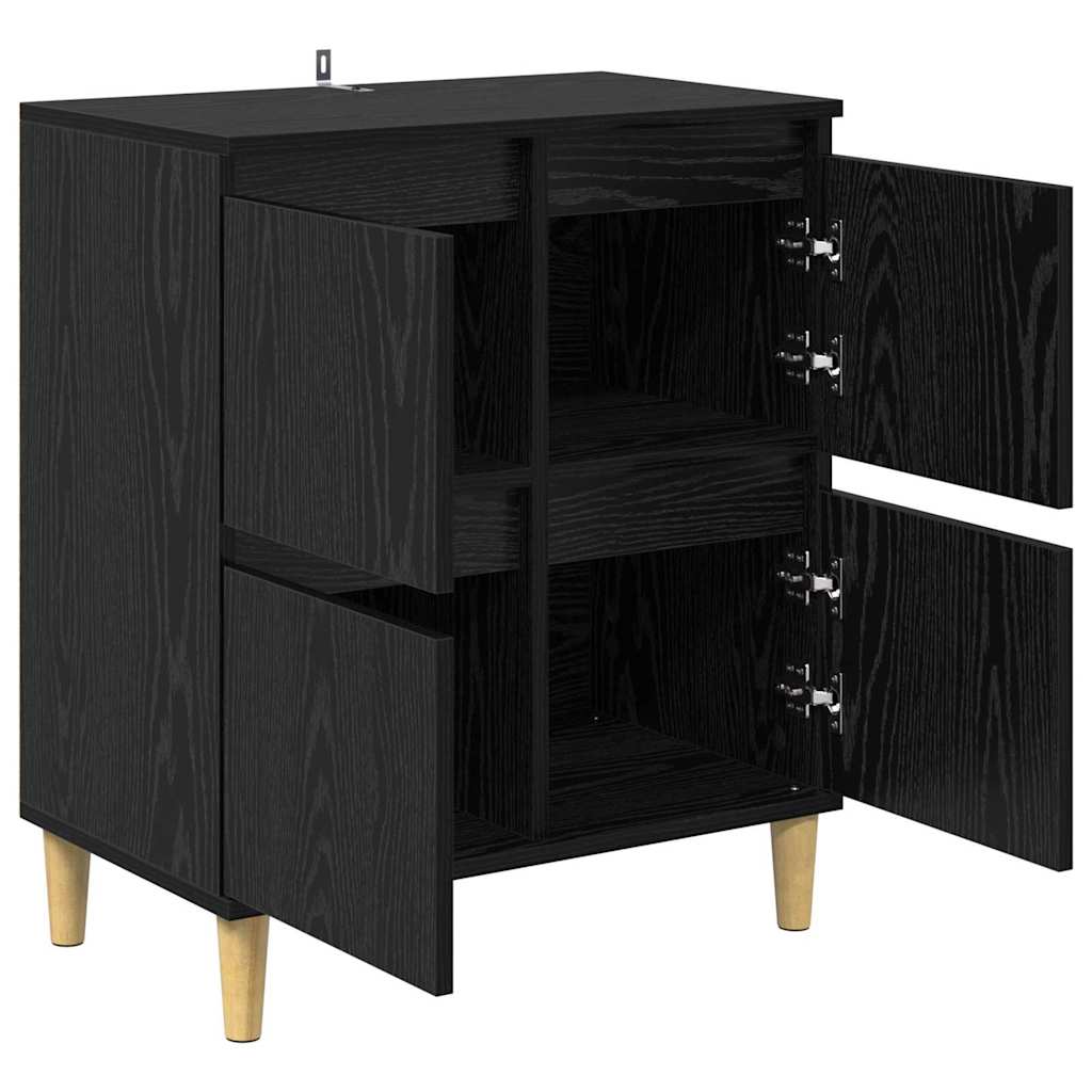 Dressoir Zwart Eiken 60 x 35 x 70 cm Bewerkt hout