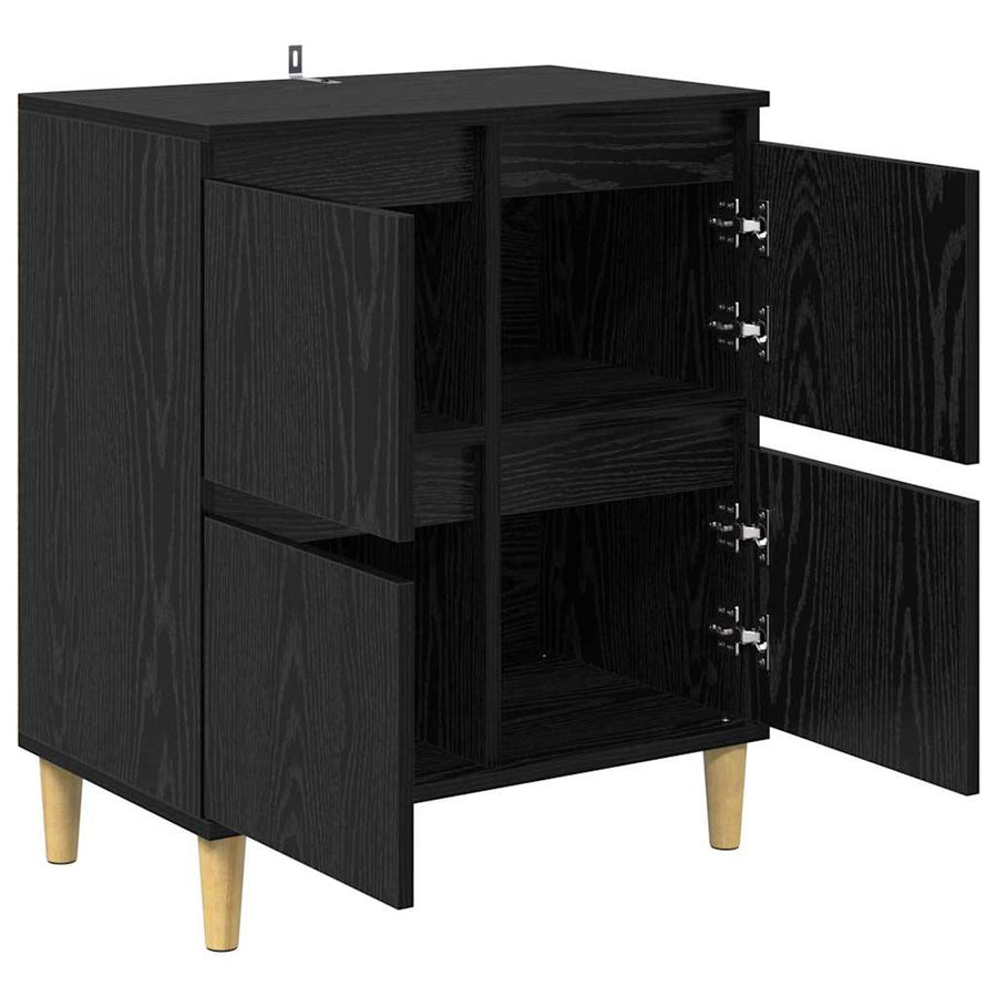 Dressoir Zwart Eiken 60 x 35 x 70 cm Bewerkt hout
