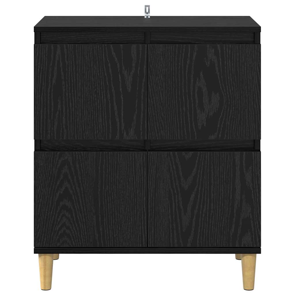 Dressoir Zwart Eiken 60 x 35 x 70 cm Bewerkt hout