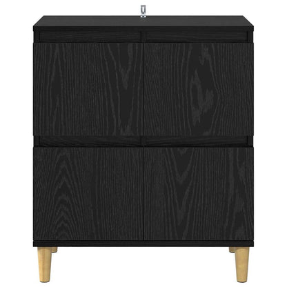Dressoir Zwart Eiken 60 x 35 x 70 cm Bewerkt hout