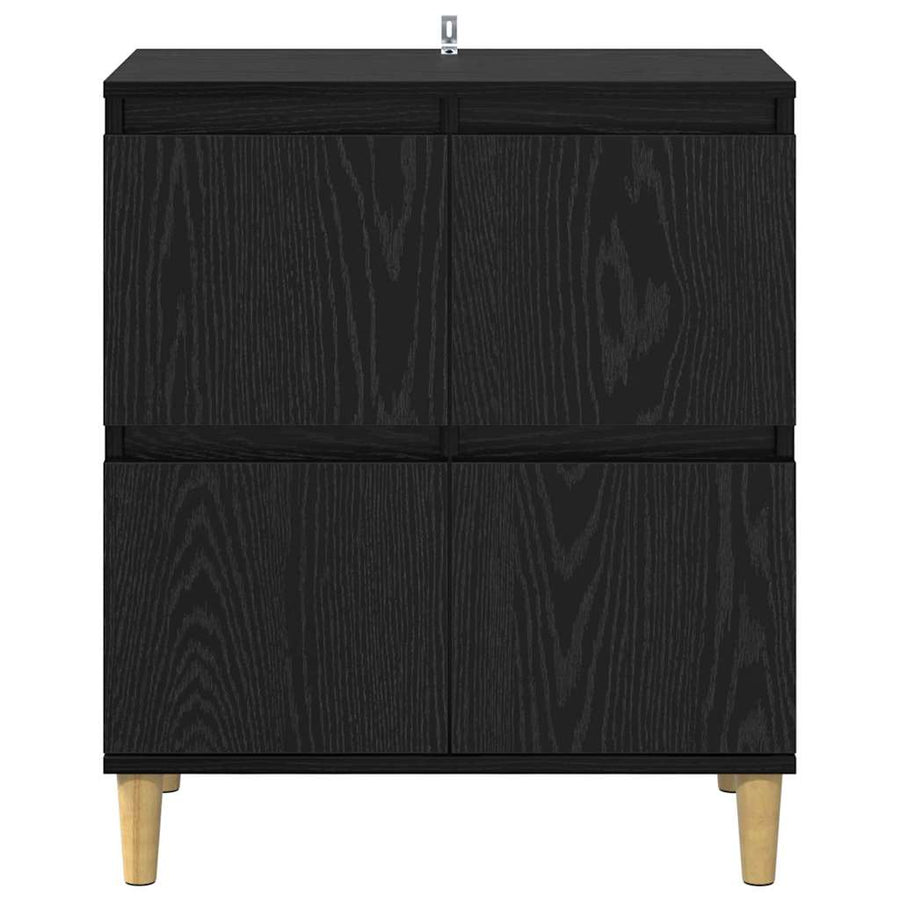 Dressoir Zwart Eiken 60 x 35 x 70 cm Bewerkt hout