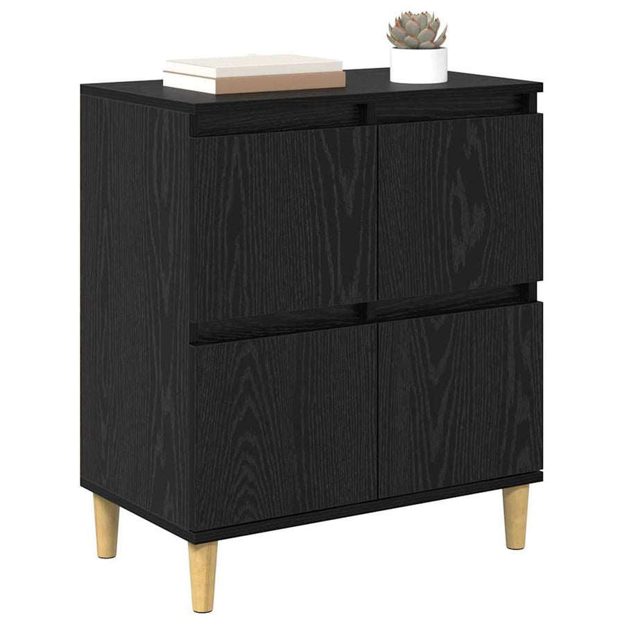 Dressoir Zwart Eiken 60 x 35 x 70 cm Bewerkt hout