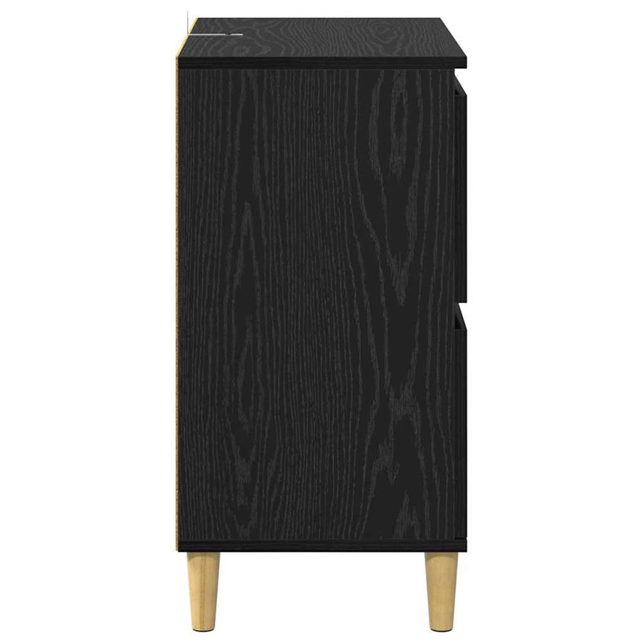 Dressoir Zwart Eiken 60 x 35 x 70 cm Bewerkt hout