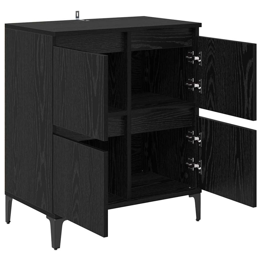 Dressoir Zwart Eiken 60 x 35 x 70 cm Gemonteerd hout en ijzer