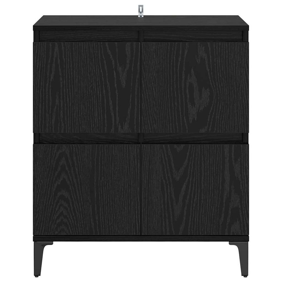 Dressoir Zwart Eiken 60 x 35 x 70 cm Gemonteerd hout en ijzer